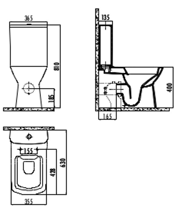 Rimova RIMLESS Closed Couple Combined Bidet Toilet With Soft Close Seat - www.ultrabathroom.com