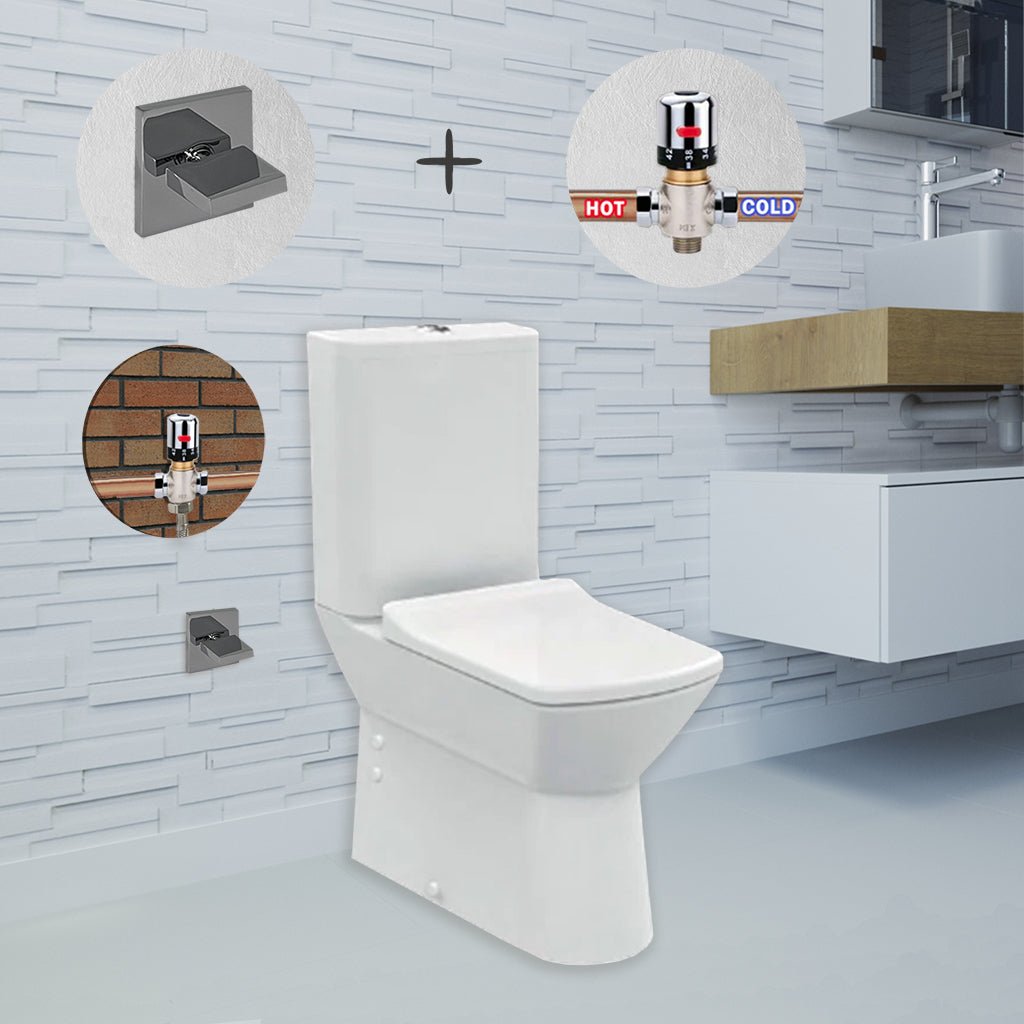 Rimova RIMLESS Closed Couple Combined Bidet Toilet With Soft Close Seat - www.ultrabathroom.com