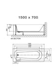 Round Single Ended Bath 1500 x 700mm - www.ultrabathroom.com