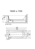 Round Single Ended Bath 1600 x 700mm - www.ultrabathroom.com