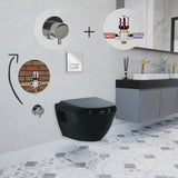 Short Projection BLACK Wall Hung Combined Bidet Toilet With Soft Close Seat