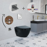 Short Projection BLACK Wall Hung Combined Bidet Toilet With Soft Close Seat