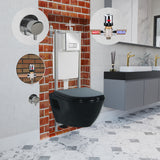 Short Projection BLACK Wall Hung Combined Bidet Toilet With Soft Close Seat