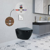 Short Projection BLACK Wall Hung Combined Bidet Toilet With Soft Close Seat