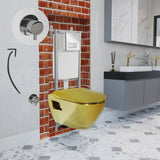 Short Projection GOLD Wall Hung Combined Bidet Toilet With Soft Close Seat