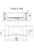 Square Double Ended Bath 1700 x 700mm - www.ultrabathroom.com