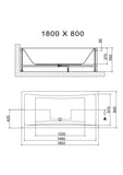 Square Double Ended Bath 1800 x 800mm - www.ultrabathroom.com