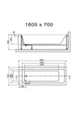 Square Single Ended Bath 1800 x 700mm - www.ultrabathroom.com